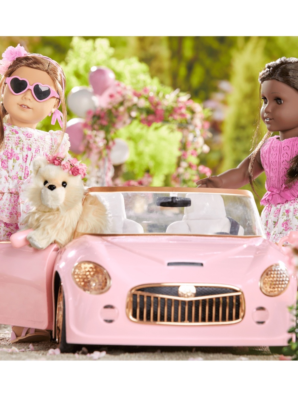 American Girl Pink Convertible Ride-On Car with Gold Trim Remote Control